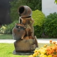 thumbnail image 3 of LuxenHome Brown Urns Resin Outdoor Fountain with Lights, 3 of 10