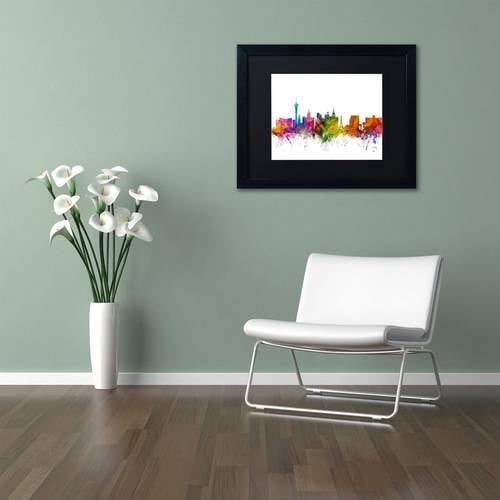 Trademark Fine Art 'Las Vegas Nevada Skyline' Canvas Art by Michael Tompsett, Black Matte, Black Frame