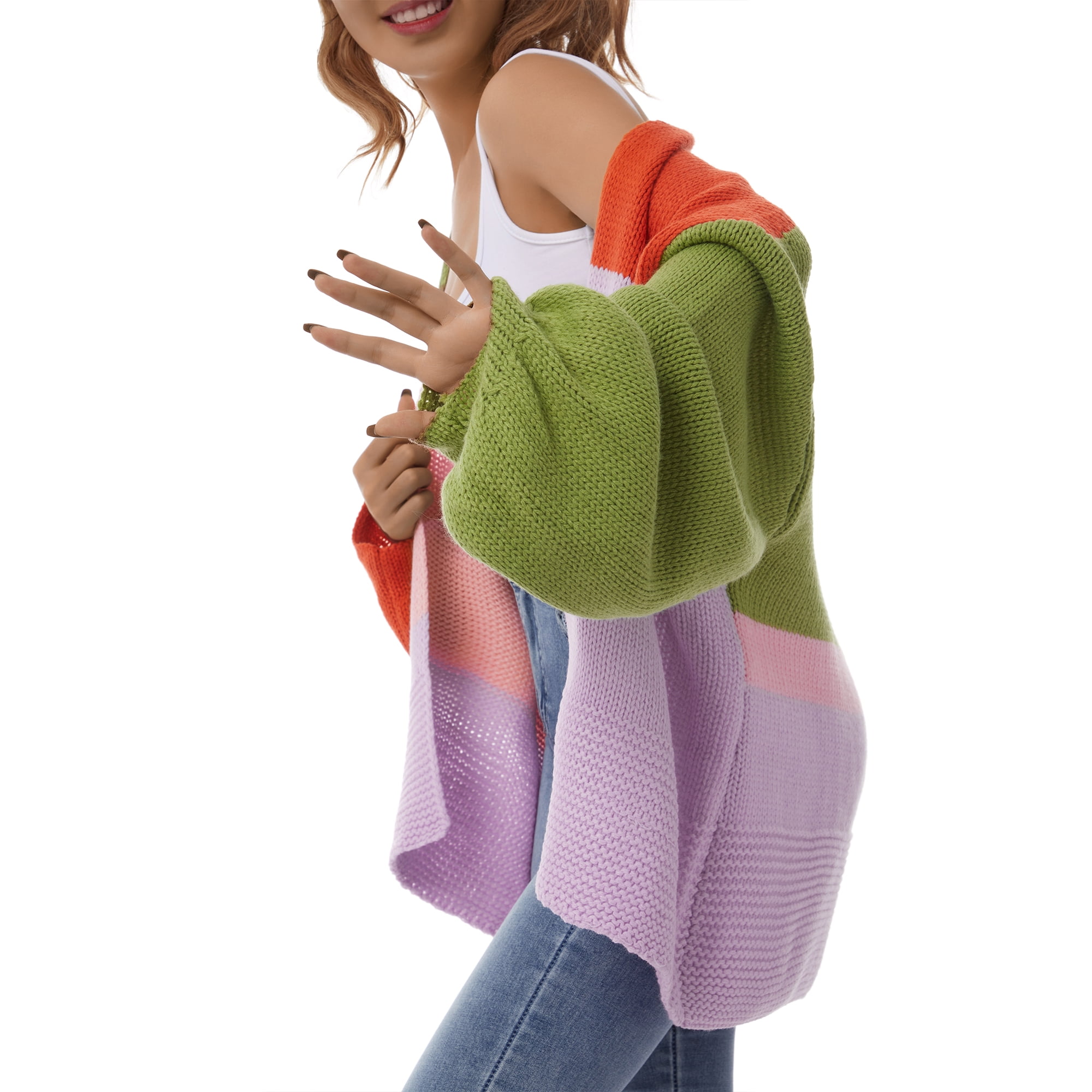 【SCENERITY】prom knit cardigan FOCUSNORM Women Juniors Open Front Sweater, Loose Color