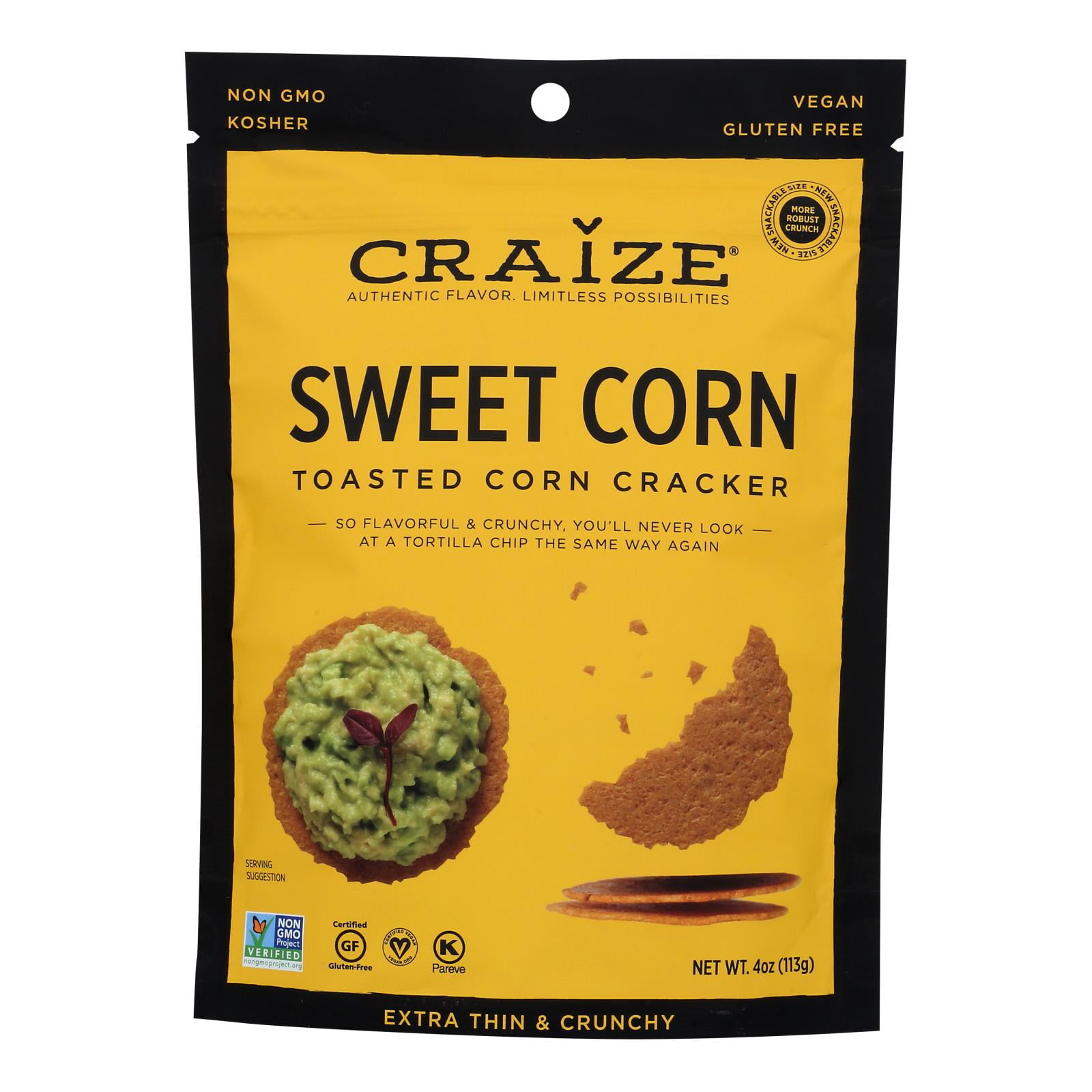 (6 Pack) Craize Gluten Free Sweet Corn Crisps, 4 Oz