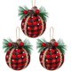 thumbnail image 1 of 6 uds adornos de bolas a cuadros navideños-adornos de bolas de tela a cuadros de búfalo negro y rojo de 3 pulgadas con conos de pino y vegetación Zhivalor WRJM-387-1, 1 of 6