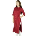 thumbnail image 4 of Bimba Women Button Down Rayon Kurta Kurti 3/4 Sleeve Formal Indian Casual Tunic Top, 4 of 5