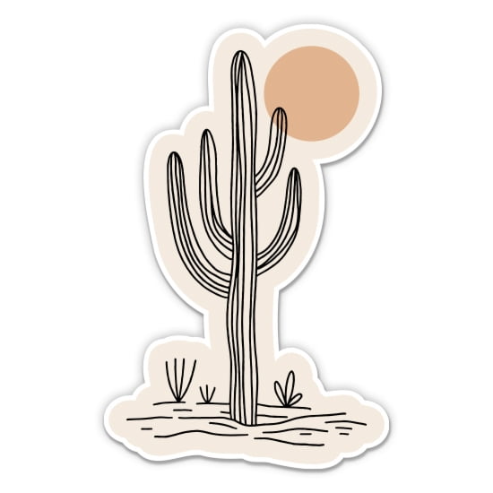 Saguaro Cactus Desert Modern Simple - 3" Vinyl Sticker - For Car Laptop Water Bottle Phone - Waterproof Decal