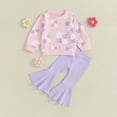 thumbnail image 2 of HCNTES Baby Girl Clothes Winter Baby Kids Little Girl 2Pcs Fall Outfits 6 12 24 Months 2T 3T 4T 5T Long Sleeve Floral Print Pullover Tops + Flare Pants Set Toddler Clothes Set, 2 of 9