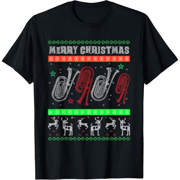Baritone Euphonium Marching Band Ugly Christmas Sweater T-Shirt