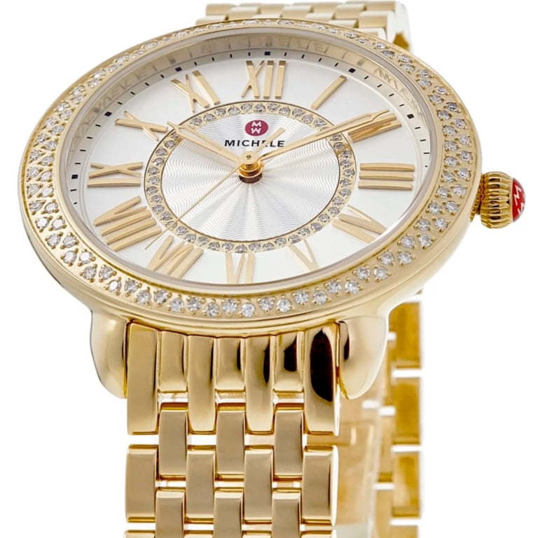Michele Serein Silver Dial Gold Steel Designer Diamond Wrist  display picture 1