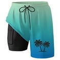thumbnail image 4 of Men's Swim Trunk Twilight Palm Gradient Quick Dry 2 In 1 Swim Shorts Board Shorts With Pockets Beach Swimwear Light Blue M, 4 of 4