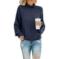 thumbnail image 2 of Women's Turtleneck Batwing Sleeve Loose Oversized Chunky Knitted Pullover Sweater Jumper Tops, 2 of 3