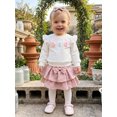 thumbnail image 5 of Cjfdfy Toddler Baby Girl Fall Winter Clothes Flower Ruffle Long Sleeve Sweatshirt Floral Layered Skirt Bow Headband Three-piece Set Little Baby Cute Fall Winter Outfits, 5 of 9