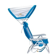 GCI Outdoor SunShade Backpack Beach Chair Reclining Low Profile Seat with Canopy, Saybrook Blue