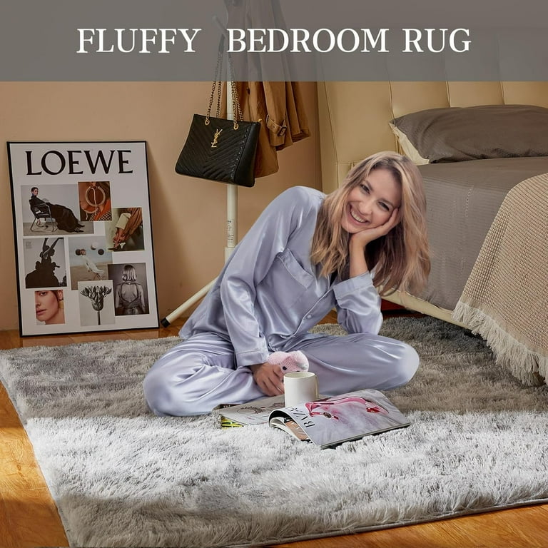 Rainlin Soft Fluffy Bedroom Rugs Indoor Shaggy Plush 5.3x6.6 Area Rug  College Dorm Living Room Home Decor Floor Carpet Shag Non-Slip Nursery  Rugs