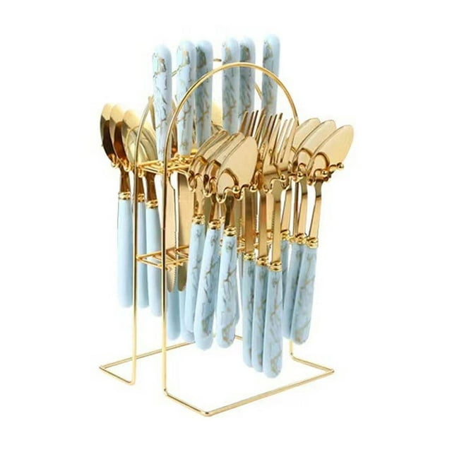 CUITING Ensemble de 24 Cuillères et Fourchettes Élégant Design Moderne Fourchette et Cuillère Vert