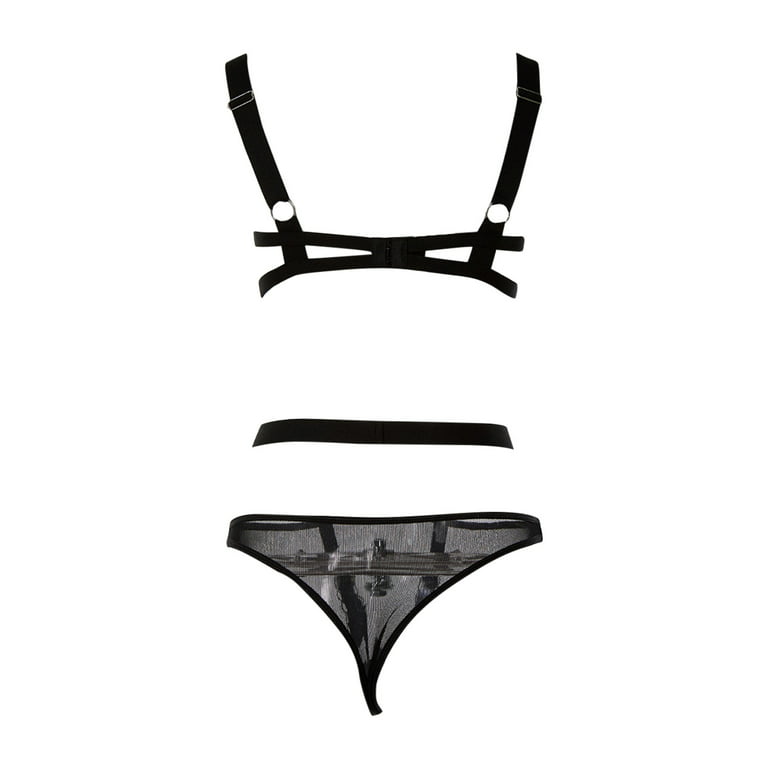 Women's Lingerie, Sleep & Lounge Bra Set Mini Solid Black S