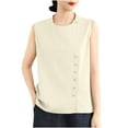 thumbnail image 2 of Delliss Women's Sleeveless Button Down Shirts Dressy Casual Blouses Loose Office Tank Tops, 2 of 5