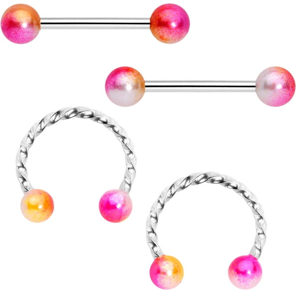 Body Candy Body Candy Unisex 4PC Stainless Steel Pinkish Captive Bead