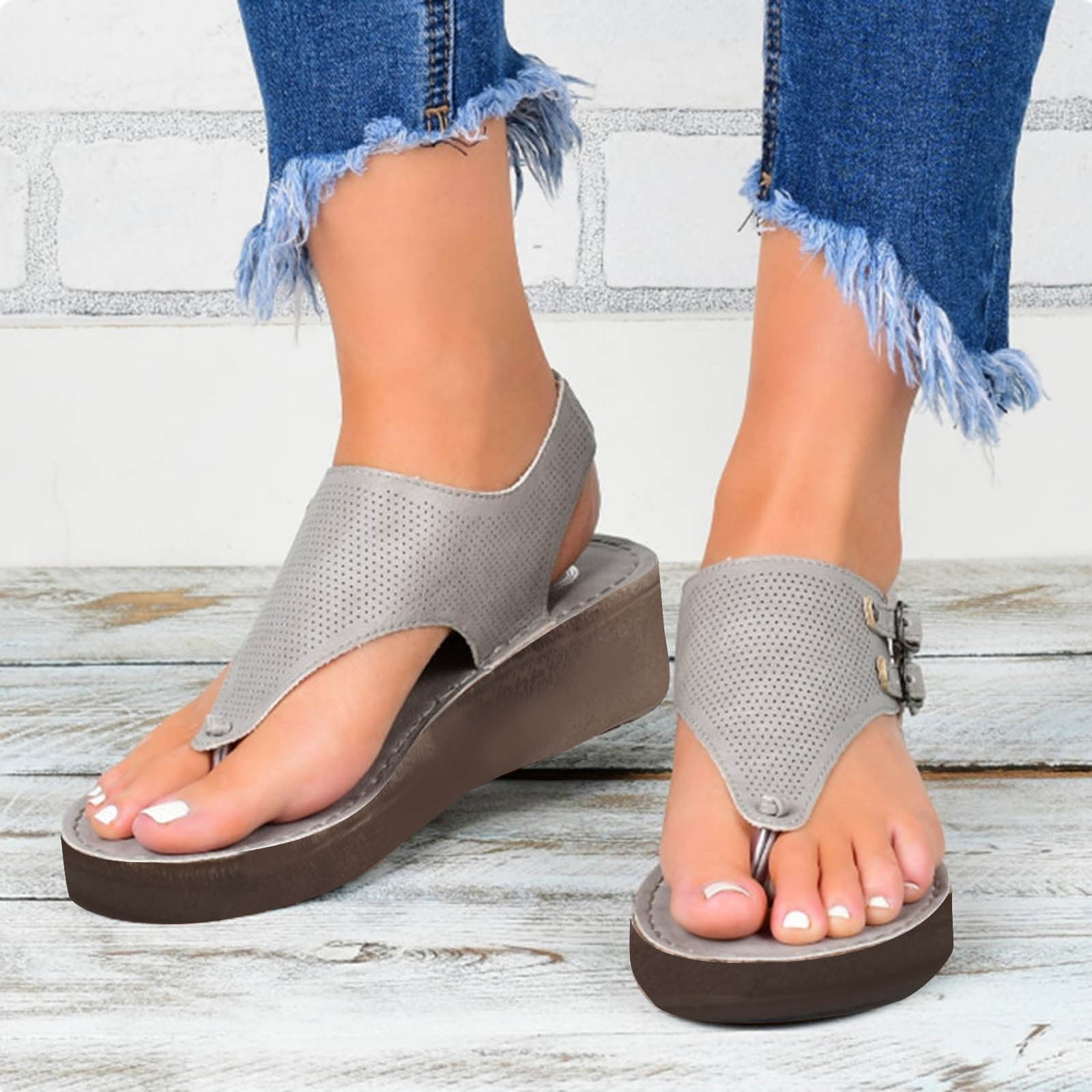 Kiplyki Wholesale Summer Fashion Casual Hollow Split-toe Women's  Herringbone Wedge Sandals - Walmart.com