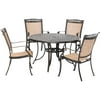 Hanover Fontana 5-Piece Outdoor Dining Set with 4 Sling Chairs and a 48-In. Cast-Top Table