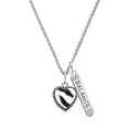 thumbnail image 1 of Delight Jewelry Silvertone Enamel Zebra Print Heart Silvertone Balance Bar Charm Necklace, 23", 1 of 4