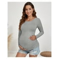 thumbnail image 5 of Yawrut Womens 3 Pieces Maternity Long Sleeve Tshirt Classic Side Ruched Tee Top Mama Pregnancy Clothes, 5 of 9