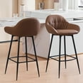 thumbnail image 7 of Bar Stools Set of 2, Modern Counter Height Barstools with Metal Legs, 29" Upholstered PU Leather Kitchen Counter Stools, Height Bar Chairs for Kitchen Island, Brown, 7 of 7