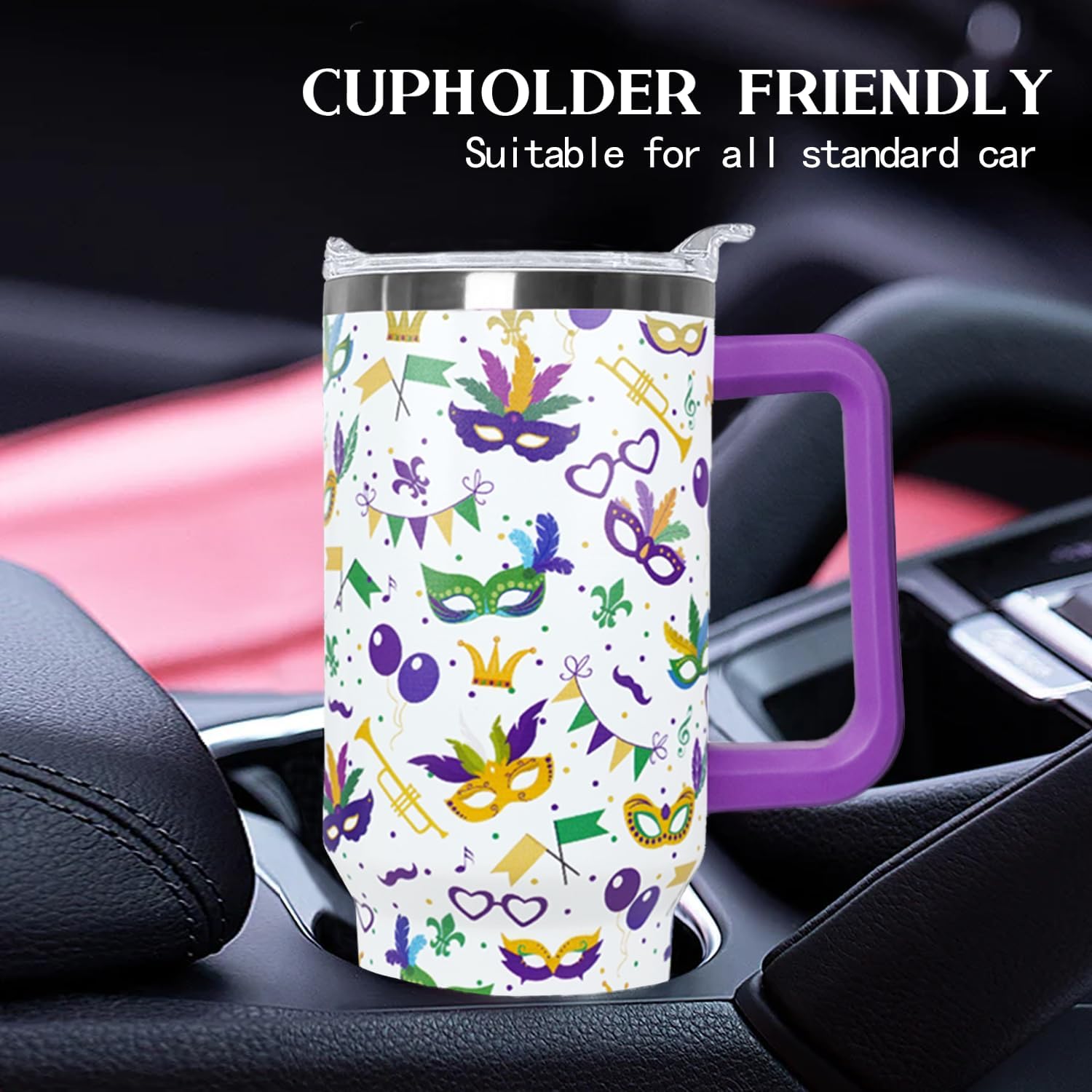 40 Oz Mardi Gras Tumbler with Lid and Straw,40 Oz Mardi Gras Coffee Mugs Water Bottles Wine Drinking GlassesTumbler with Straws,Margi Gras Decor,Margi Gras Gifts for Women