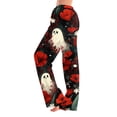thumbnail image 2 of Zydvens Women's Halloween Pajama Pants - High Waisted Wide Leg Lounge Pants with Pockets - Elastic Drawstring Soft Sleepwear PJ Bottoms - Spooky Skeleton Ghost Pumpkin Printed Lounge Underwear S-3XL, 2 of 7