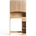 thumbnail image 2 of Ktaxon Large Fluted Over the Toilet Bathroom Storage Cabinet Space Saver, Oak, 2 of 20