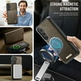 thumbnail image 3 of ELEHOLD Magnetic Detachable Wallet Case for Samsung Galaxy S25, Shockproof Faux Leather Stand RFID Card Slots Detachable Mag-Safe Magnetic Case Cover,Removable Back Shell,Coffee, 3 of 8