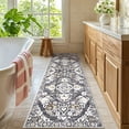 thumbnail image 3 of MeyJey Boho Indoor Hallway Runner Rug 2.6'x8', Oriental Non Slip Machine Washable Area Rug Distressed Vintage Floor Carpet for Bedroom Kitchen Dinning/Living/Laundry Room, Gray/Brown, 3 of 14