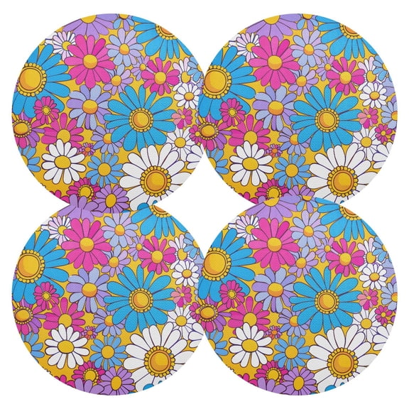 Ryvnso Sunflowers Round Plate Mats Dining Table Placemat Set of 4 for Holiday Decoration