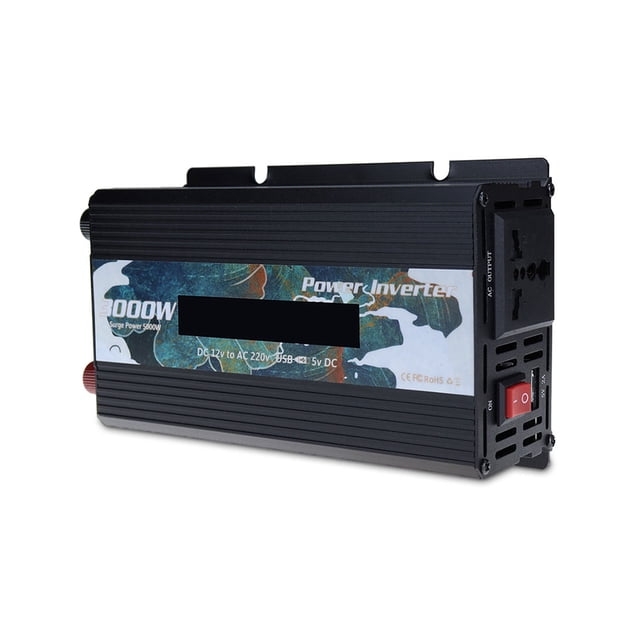 Speravity Inversor de energía de onda sinusoidal Solar DC 12V a AC 220V 3000W Pantalla Adaptador convertidor de protección contra Herramientas eléctricas Negro
