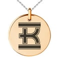 thumbnail image 1 of Stainless Steel Letter K Initial Empire Monogram Engraved Small Medallion Circle Charm Pendant Necklace, 1 of 1