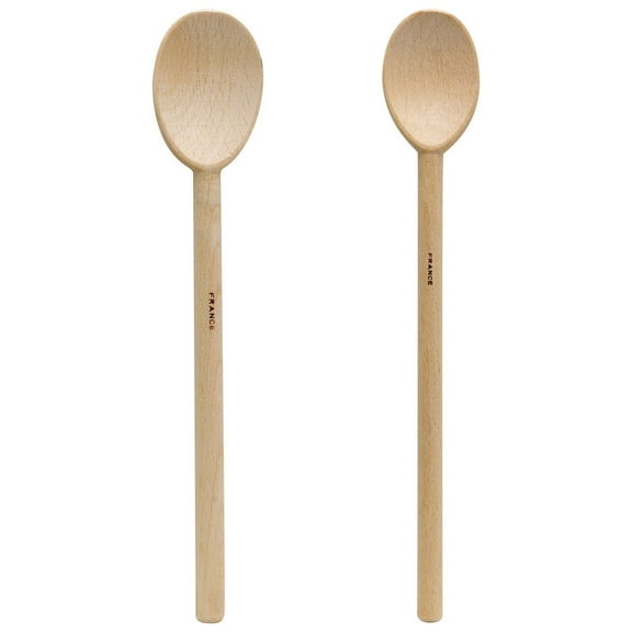 HIC Kitchen Classic French Beechwood Spoon Set, Made in France, 10-Inch and 12-Inch, Set of 2