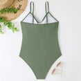 thumbnail image 6 of Odeerbi One Piece Swimsuit for Women 2025 Erogenous Solid With Chest Pad Without Underwire Bikini Deep V Swimsuit Olive Green, 6 of 8