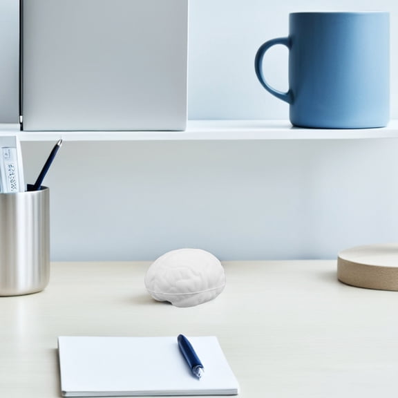 WEUVEB Relaxing PU Brain Stress Ball White Color for Squeeze Therapy and Finger Exercise