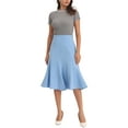 thumbnail image 2 of INSPIRE CHIC Women's Below Knee Lenght High Waist Fishtail Office Midi Skirt M Blue, 2 of 5