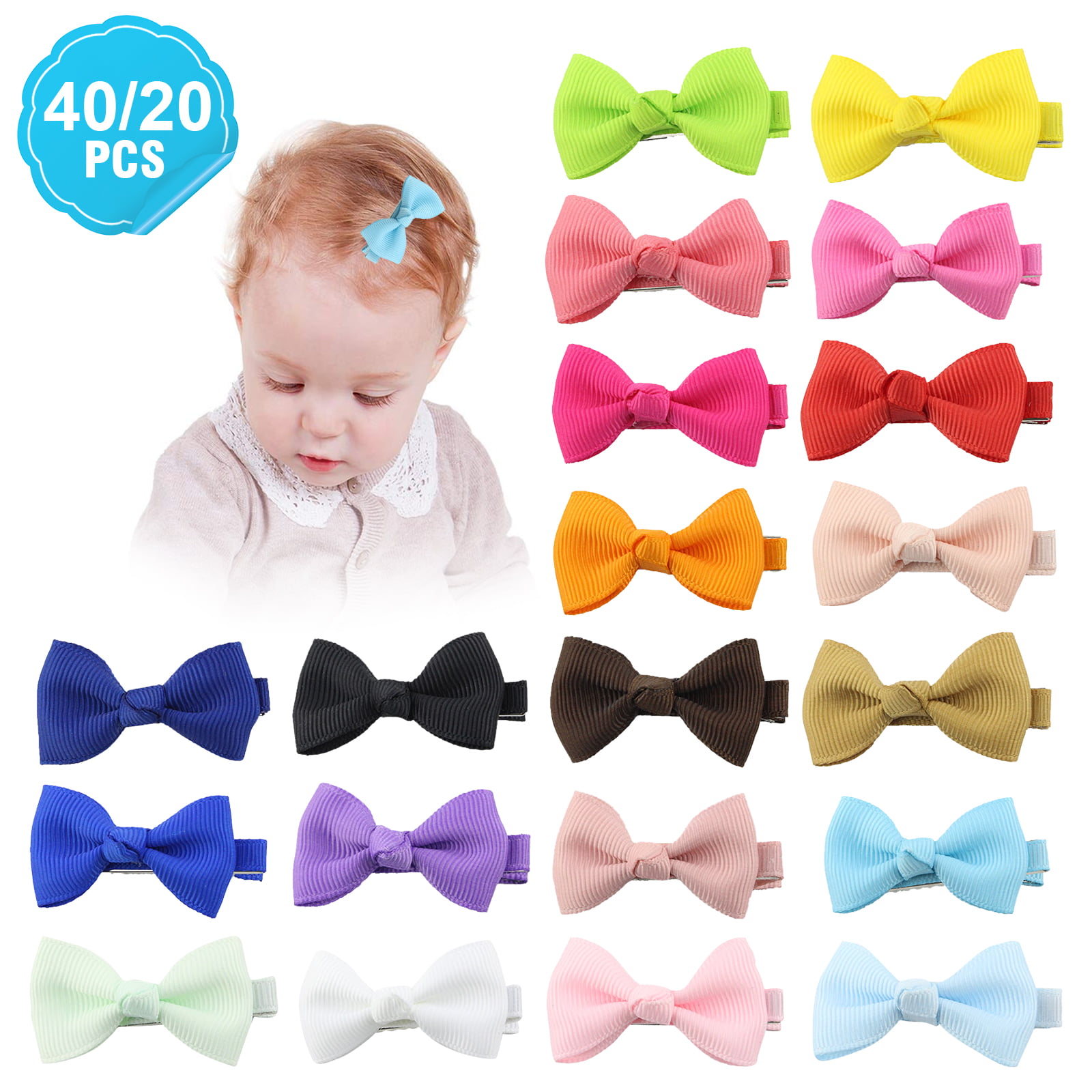 Details about   30Pcs Multi-Color Grosgrain Ribbon Hair Bows Alligator Clips Toddler Baby Girls 