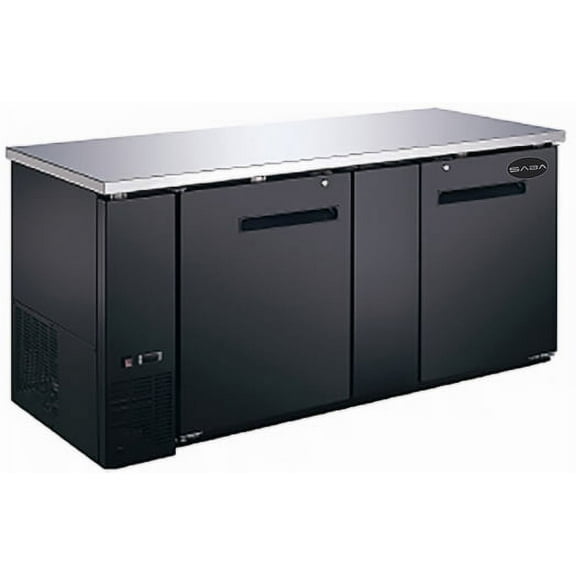 Heavy Duty Commercial Black Back Bar Cooler with 2 solid doors (27" depth 69" length)