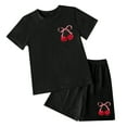 thumbnail image 4 of Caqnni Toddler Girls Clothes Summer Short Set Outfit Tie Knot Shoulder Sleeveless Ruffle Tops and Shorts 2PC Clothing Set Shorts Set Black 6-7 Years, 4 of 4