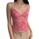thumbnail image 2 of Camisola Floral Top con tirantes finos de malla floral para mujer Y2K Camisola rosa sin espalda con cuello en V (M) Cgtredaw Para estrenar, 2 of 9
