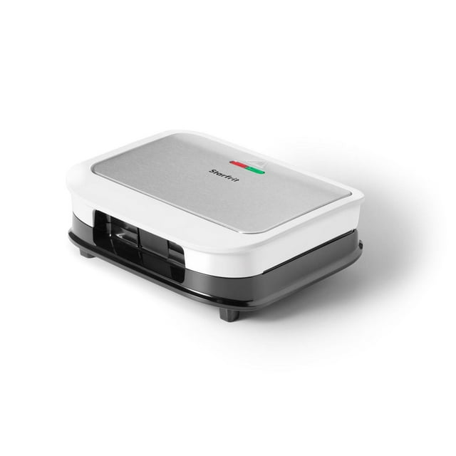 Starfrit Electric Sandwich Maker - Ceramic Non-Stick Surface – No PFAS - 2 Slice & 4 Deep Pockets to Fill – Indicator Light -Cool Touch Handle - 700W