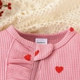 thumbnail image 3 of Rhoudy Girl Clothes 3-6 Months Long Sleeve Baby Valentines Day Outfit Ruffle Heart Print Romper Wafle Jumpsuit Comng He Outfit Fashion Outfits Pink, 3 of 8