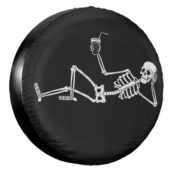KAKALAD Human skeleton cocktail funny skull Spare Tire Cover Universal Vehicle Accessories Buckle Car Tools 14”in