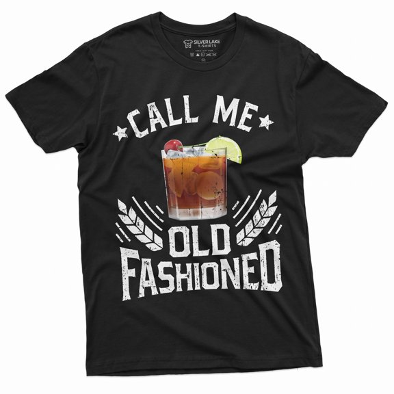 Men'S Call Me Old Fashioned Drinking Party Tshirt Fathers Day Whiskey On Rocks T-Shirt