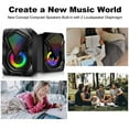 thumbnail image 2 of Computer Speakers for Desktop or Laptop, 2.0 Stereo RGB PC Gaming Speakers with Stereo Surround Bass, 7 Colors LED Lights, USB-Powered 3.5mm Wired Speakers for PC Smartphone Tablet Projector TV, 2 of 9
