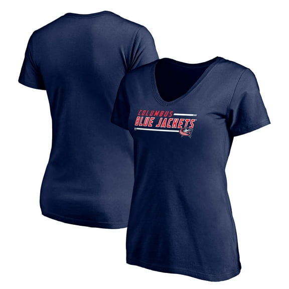 Women's Navy Columbus Blue Jackets Mascot In Bounds V-Neck T-Shirt