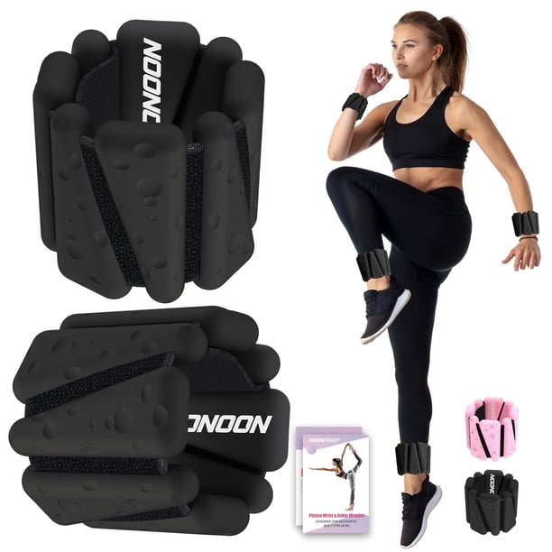 Brazaletes con pesas para muñeca y tobillo de 2 kg para mujer NOONCRAZY (juego de 2)