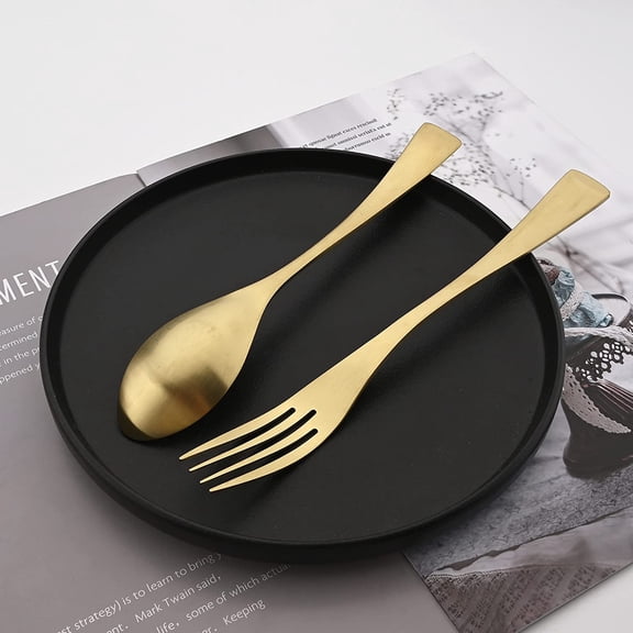 YNTVV-Luxury 18/10 Stainless Steel Matte Champagne gold Flatware Set - Silverware Cutlery Utensil Set Steak Knife Spoon and Fork Knife Serving Set,Service for 1 (6-Piece)