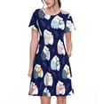 thumbnail image 1 of Fotbe Mom And Baby Owls Vestido Largo de Moda para Mujer, Vestido Tipo Camiseta con Manga Corta y Estilo Casual a Rayas y Bloques de Color, 1 of 6