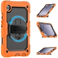 thumbnail image 5 of 3 Layer Case for Samsung Galaxy Tab A9+ 11.0" 2023 SM-X210 / X215 / X216, for Kids Heavy Duty Protective Case with Screen Protector & Pen Holder & 360 Rotating Stand Hand/Shoulder Strap, Orange, 5 of 10